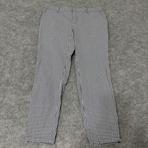 Forever 21 Pants Womens L Blue White Gingham Ankle Zip Stretch Skinny Chino